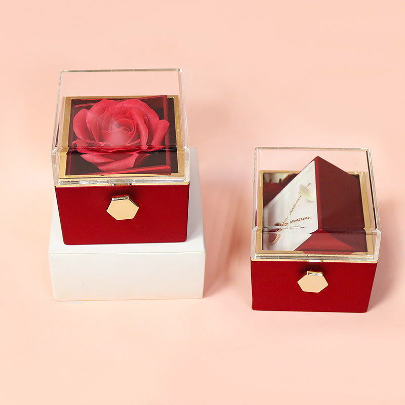 Rotating Soap Flower Rose Gift Box Creative Rotating Rose Jewelry Packaging Box Valentine&#39;s Day Gift For Women