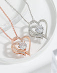 Zircon Double Love Necklace With Rhinestones Ins Personalized Heart-shaped Necklace Clavicle Chain Jewelry For Women Valentine's Day