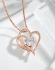 Zircon Double Love Necklace With Rhinestones Ins Personalized Heart-shaped Necklace Clavicle Chain Jewelry For Women Valentine's Day