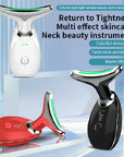 Neck Face Beauty Device Colorful LED Photon Therapy Skin Tighten Reduce Double Chin Anti Wrinkle Remove Lifting Massager