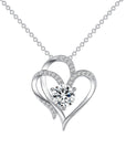 Zircon Double Love Necklace With Rhinestones Ins Personalized Heart-shaped Necklace Clavicle Chain Jewelry For Women Valentine's Day