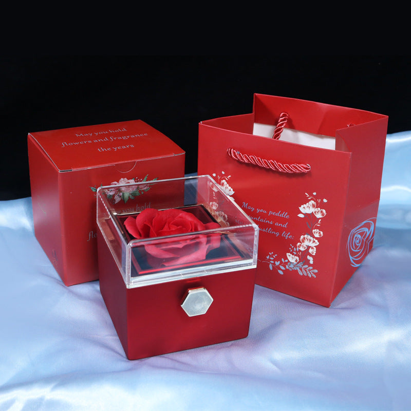 Rotating Soap Flower Rose Gift Box Creative Rotating Rose Jewelry Packaging Box Valentine&#39;s Day Gift For Women