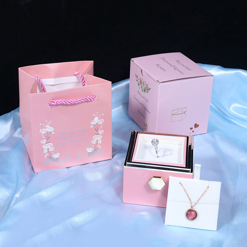 Rotating Soap Flower Rose Gift Box Creative Rotating Rose Jewelry Packaging Box Valentine&#39;s Day Gift For Women